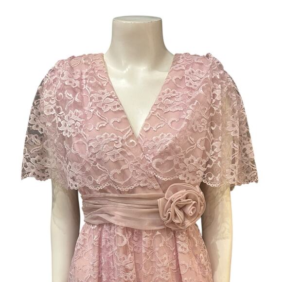 Vintage 1960s Miss Elliette Pink Lace Cape Long Dress – Women’s XS - - Picture 1 of 5